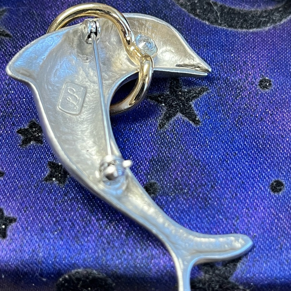 Lady Remington Dolphin Brooch Vintage Mixed Metals EUC - Picture 3 of 4